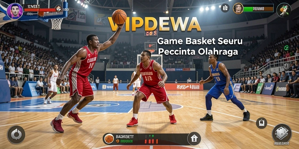 Antarmuka VIPDEWA menampilkan aksi basket yang seru dan mendebarkan.