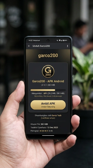 Tampilan halaman APK garco200